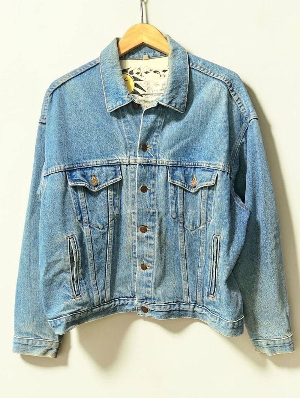 Vintage 90s Gencor Denim Trucker Jean Jacket Mens L Well Worn  Techno Primitive